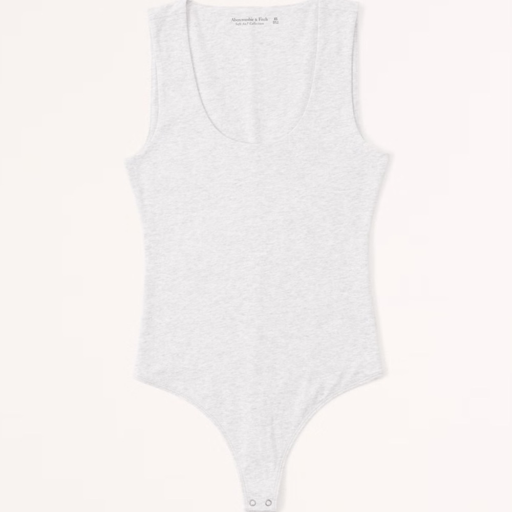 NWT Abercrombie & Fitch Cotton Seamless Fabric Scoopneck Bodysuit light grey XXL